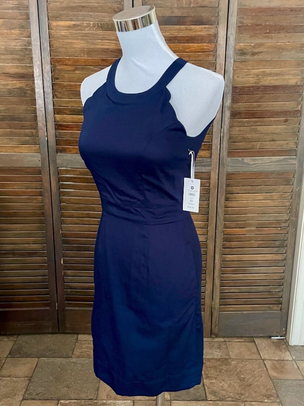 NWT! NEW LAUREN JAMES ALAINA DRESS NAUTICAL NAVY BLUE SCALLOP HEM PREPPY XS 0